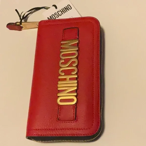 Moschino Logo Pebble Leather Zip-Around Long Wallet - Picture 1 of 9